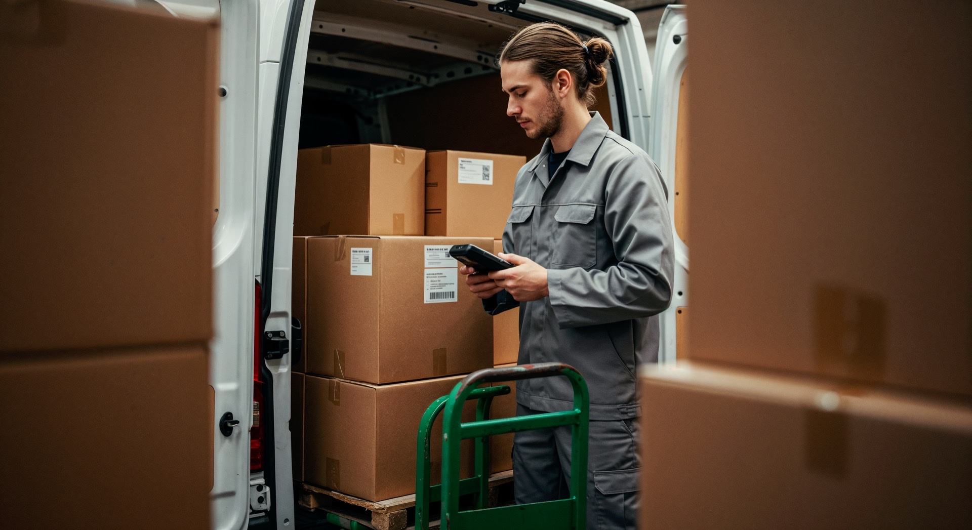 Courier scanning packages
